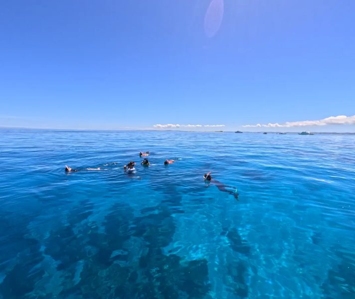透明度の高い海に浮かぶシュノーケラー